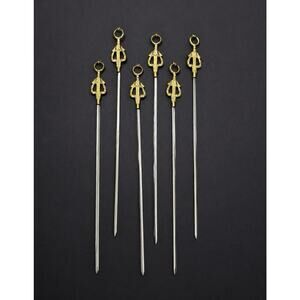 Vintage Brass & Stainless Steel Turkish Grilling Shish Kebab Skewers 6 ~ 18”